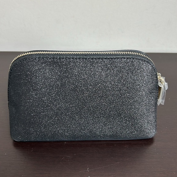 Kate Spade New York Shimmy Glitter Fabric Small Cosmetic Case in black NEW - Picture 4 of 11